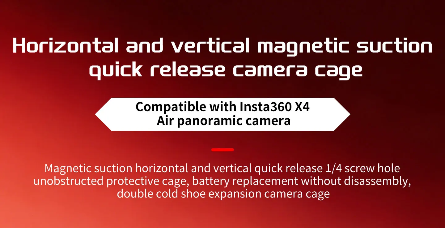 Metall-Kamerakäfig für Insta360 X4 Air Panorama mit magnetischem Schnellverschluss, Dual Cold Shoe Mount und Batteriewechsel ohne Entfernung – Detail 18