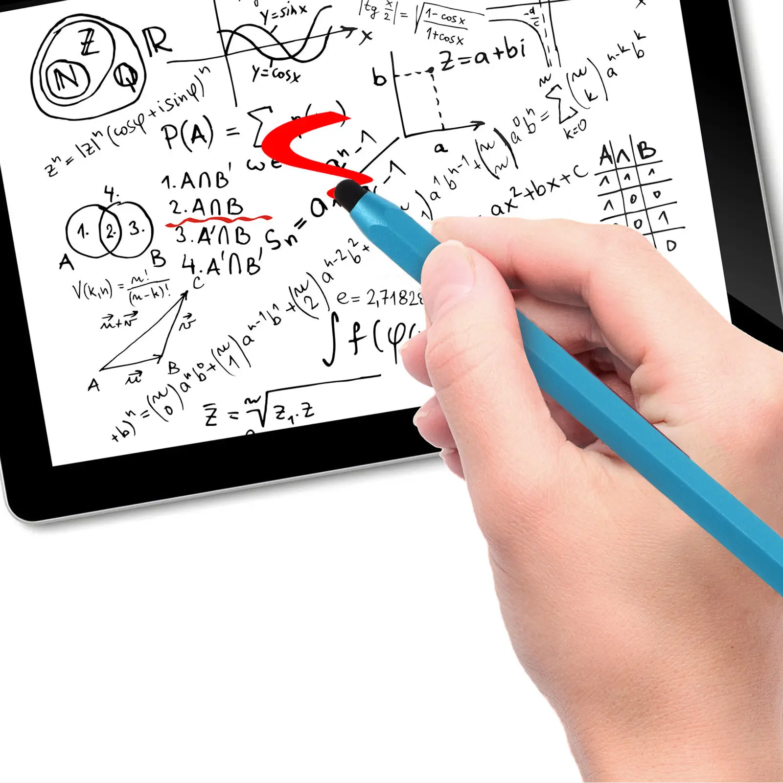 Dual Purpose Replaceable Tip Capacitive Stylus Pen for Tablet and Phone Hexagonal Grip Comfortable Balanced Weight Universal