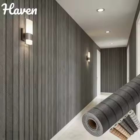 Home Interior Self-Adhesive Dark Wood Grain Foam Grid Wall Panels Tiles Stickers Waterproof Wallpaper for European Cafe Decor