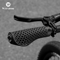 WEST BIKING Mountain Bike 3D Printed Grips Breathable Shock Absorbing Professional MTB Ergonomic Grips With 2 Bar End Plugs
