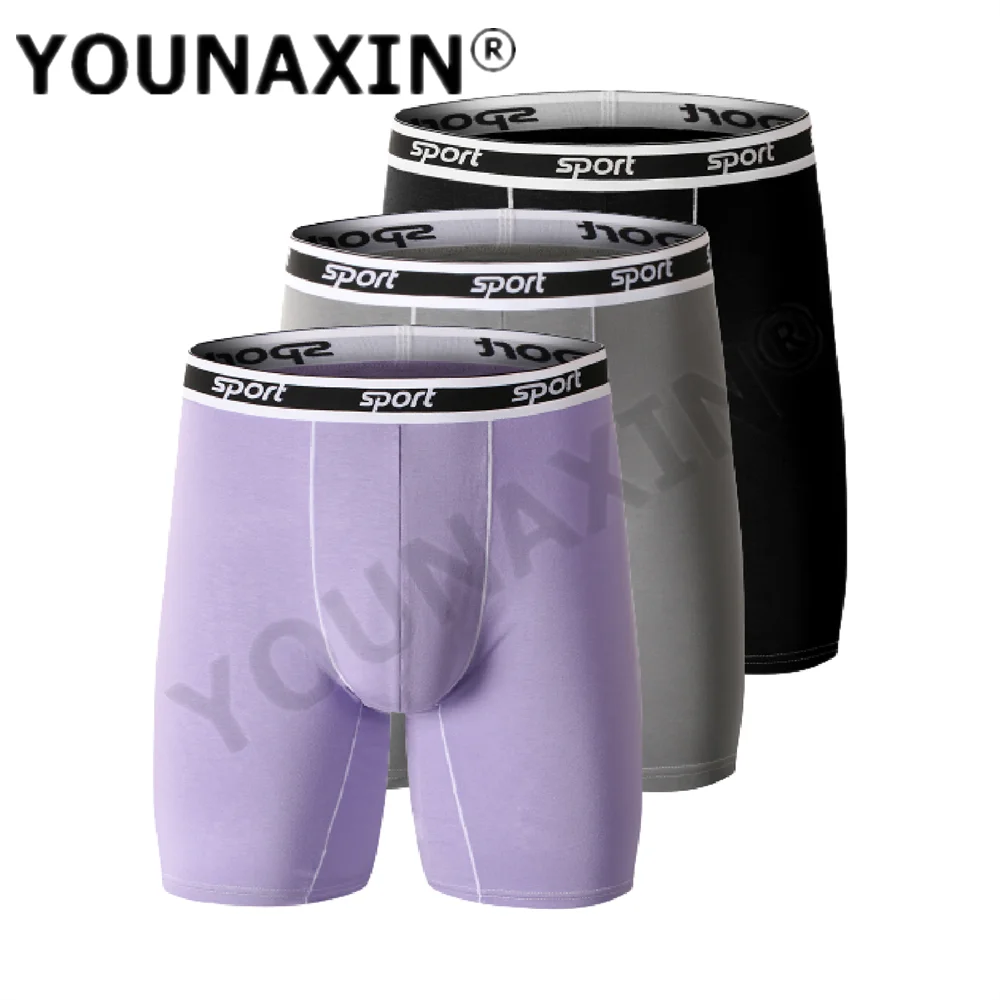 3 Pcs Mens Long Leg Undies Underwear Boxers Briefs Sports Shorts Big Size Panties Plus Underpants Knickers 3XL 4XL 5XL 6XL