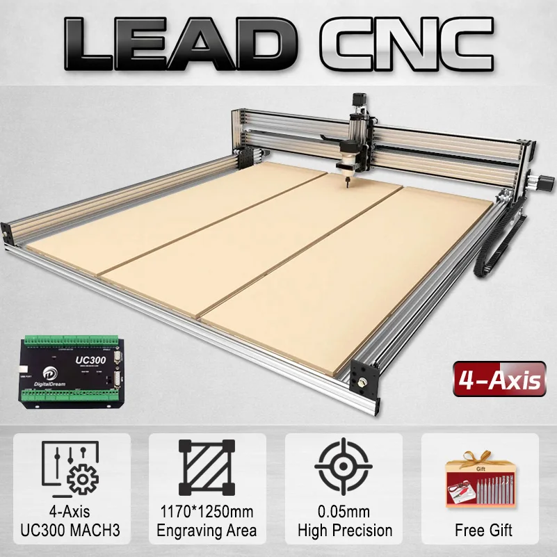 

OpenBuilds Latest LEAD CNC Router Machine Full Kit 4-Axis UC300 Mach3 CNC Engraver for Wood Metal Acrylic PCB MDF Milling Cut