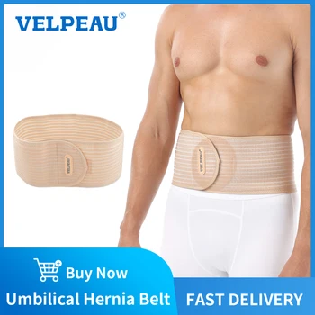VELPEAU 배꼽 단추 탈장 벨트, 절개 복부 바인더 지지대, 통기성 압축 패드 포함