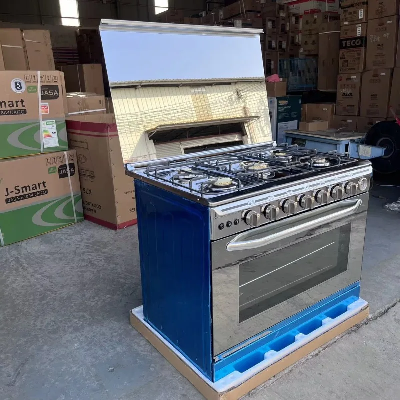 

Freestanding Stainless Steel Gas Burner & Oven - 4/5/6 Heads Household Stove with Built-In Furnace