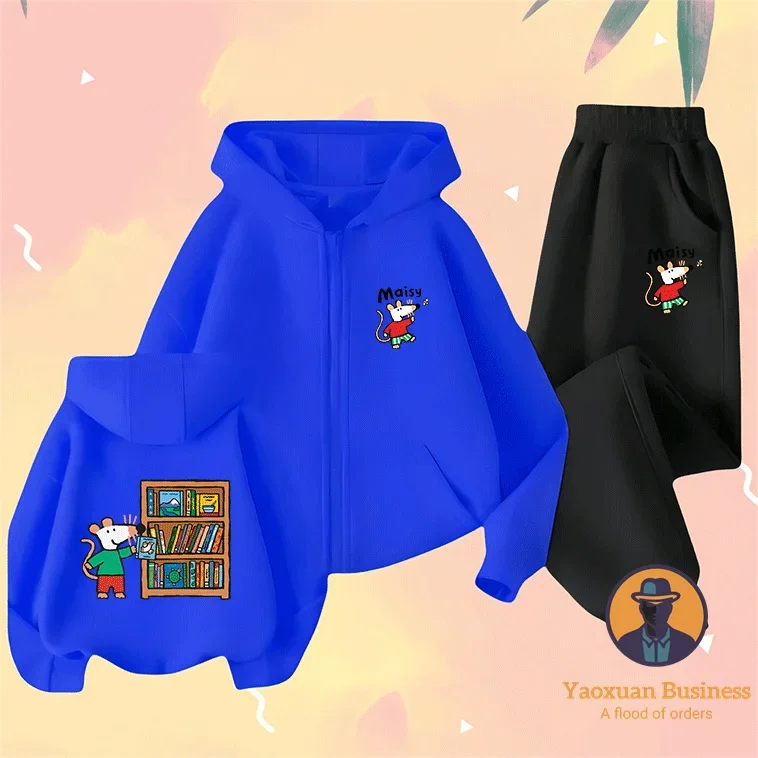 Nieuwe collectie Maisy Mouse meisjes jongens kinderen hoodie met rits schattig bedrukt cartoon winddicht warm herfst winter stijlvol