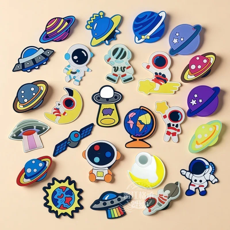 New Cartoon 24Pcs Random Astronaut Planet Space Clog Charms Assorted Soft PVC Waterproof Detachable Fashion Shoe Decor
