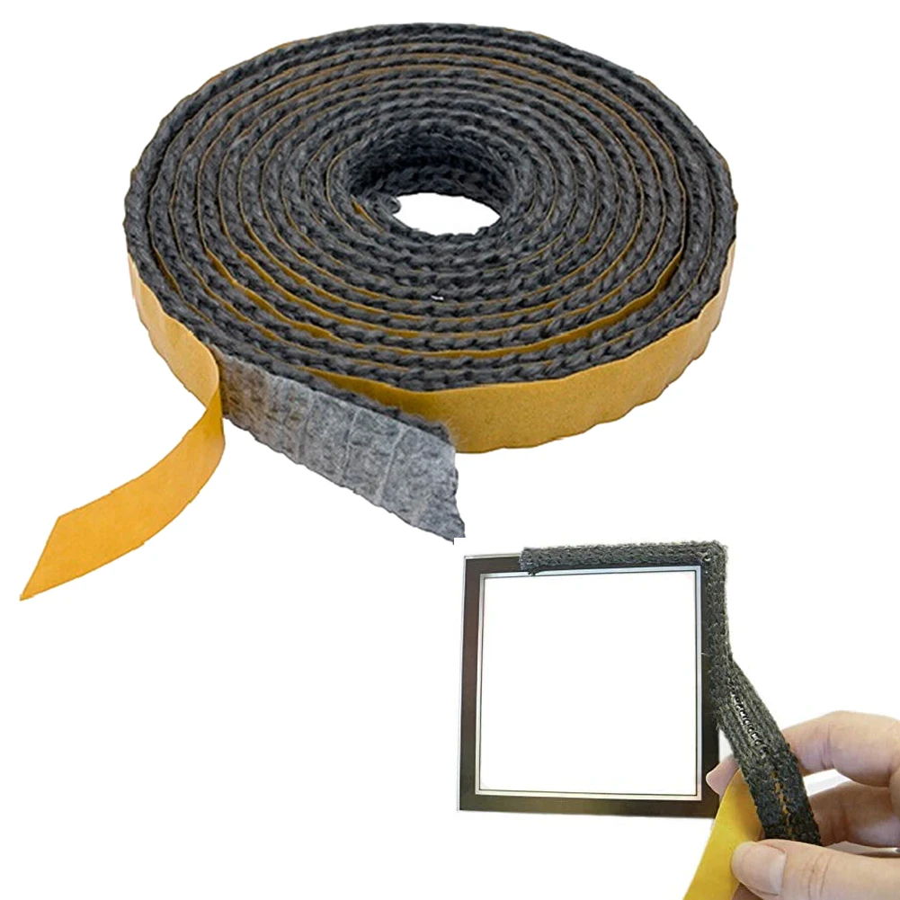 Stove Rope Sealing Strip 2.5Mlength 18x3mm Wide Black Flat Ropes Self Adhesive Glass Seal Fire Rope Temperature Resistance