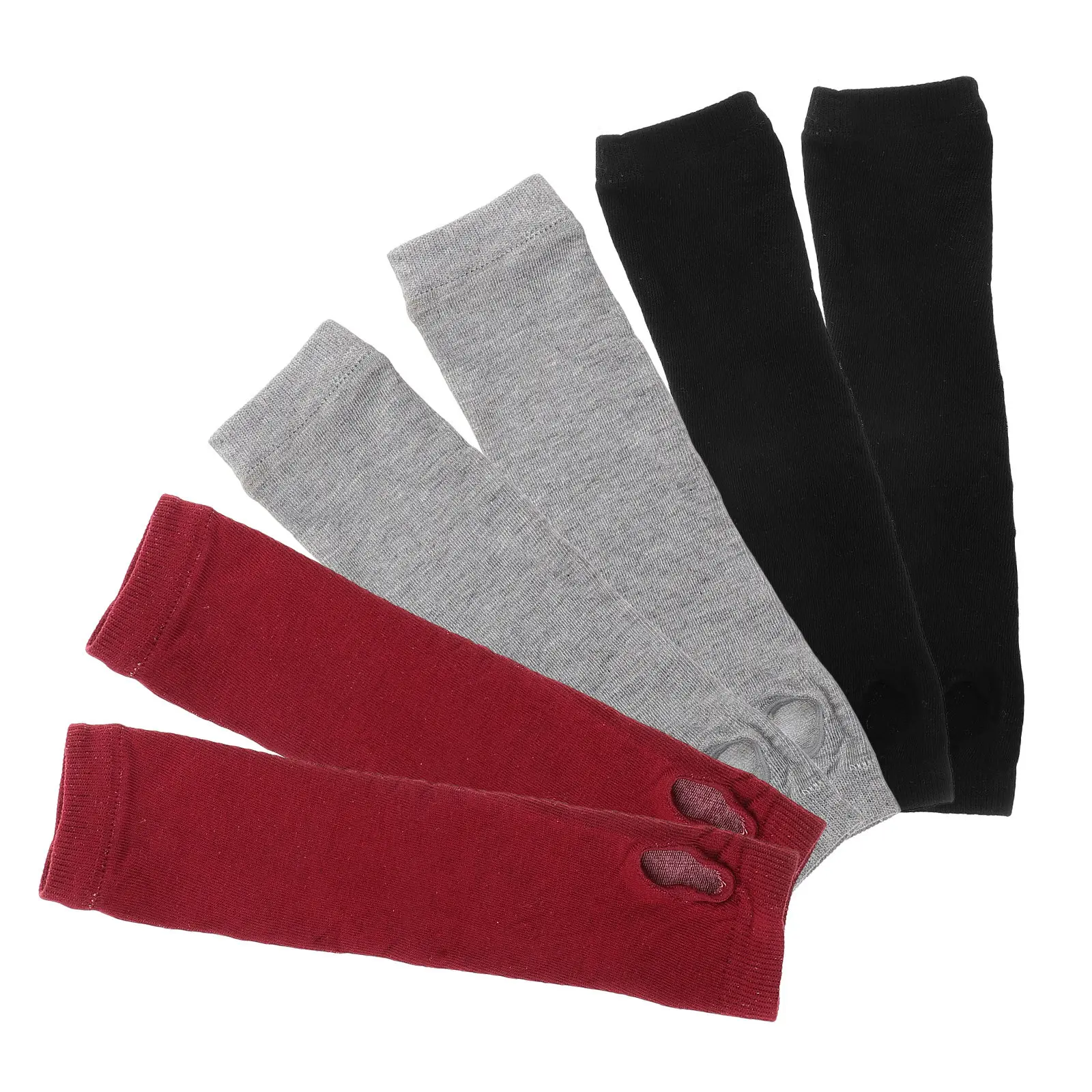 3 Pairs Women's Fingerless Knitted Cotton Gloves with Thumb Hole, Stretchy & Breathable Arm Sleeves for Spring Autumn