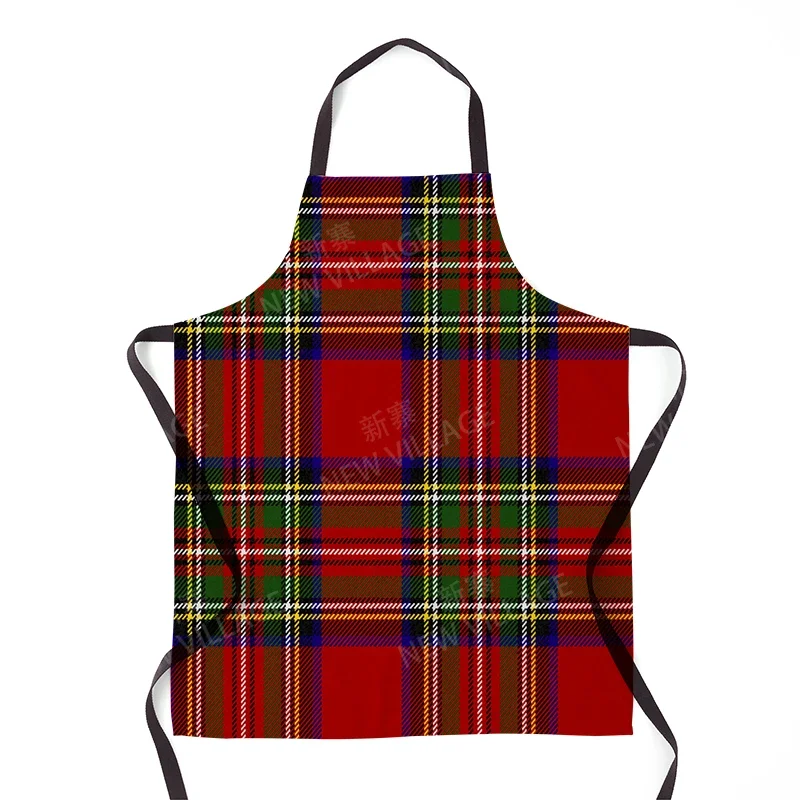 Aesthetics Women\'s Kitchen Apron Original by Children\'s Simple Checker Line Waterproof Girl Waiter Work Apron Oil Resistant