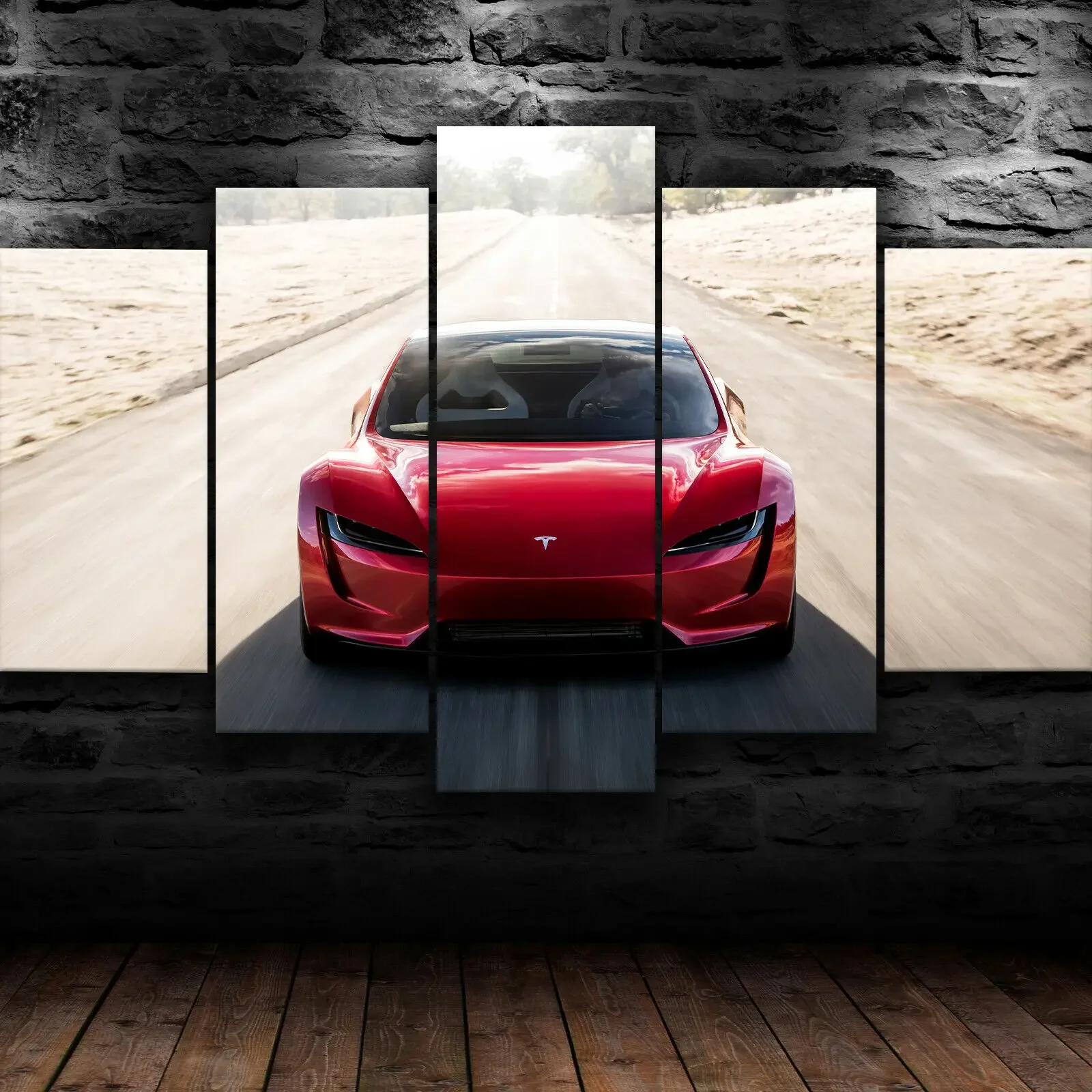 No Framed 5 Pcs Tesla Roadster Super Car Poster Canvas Picture Print Wall Art Canvas Painting Wall Decor for Living Room