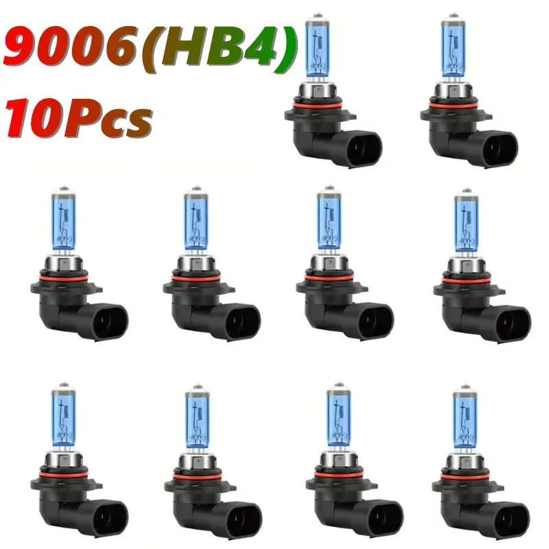

KULUZE 10 Pcs HB4 12V 55W 5500K Car Dipped Lights Super White Auto Lights 9006 100W Halogen Bulb High Quality Quartz Car Lamps