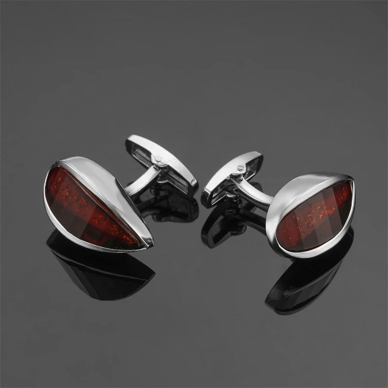 High quality men's French shirt cufflinks luxury Blue red Water Drop crystal cuffs button business suit accessories jewelry gift