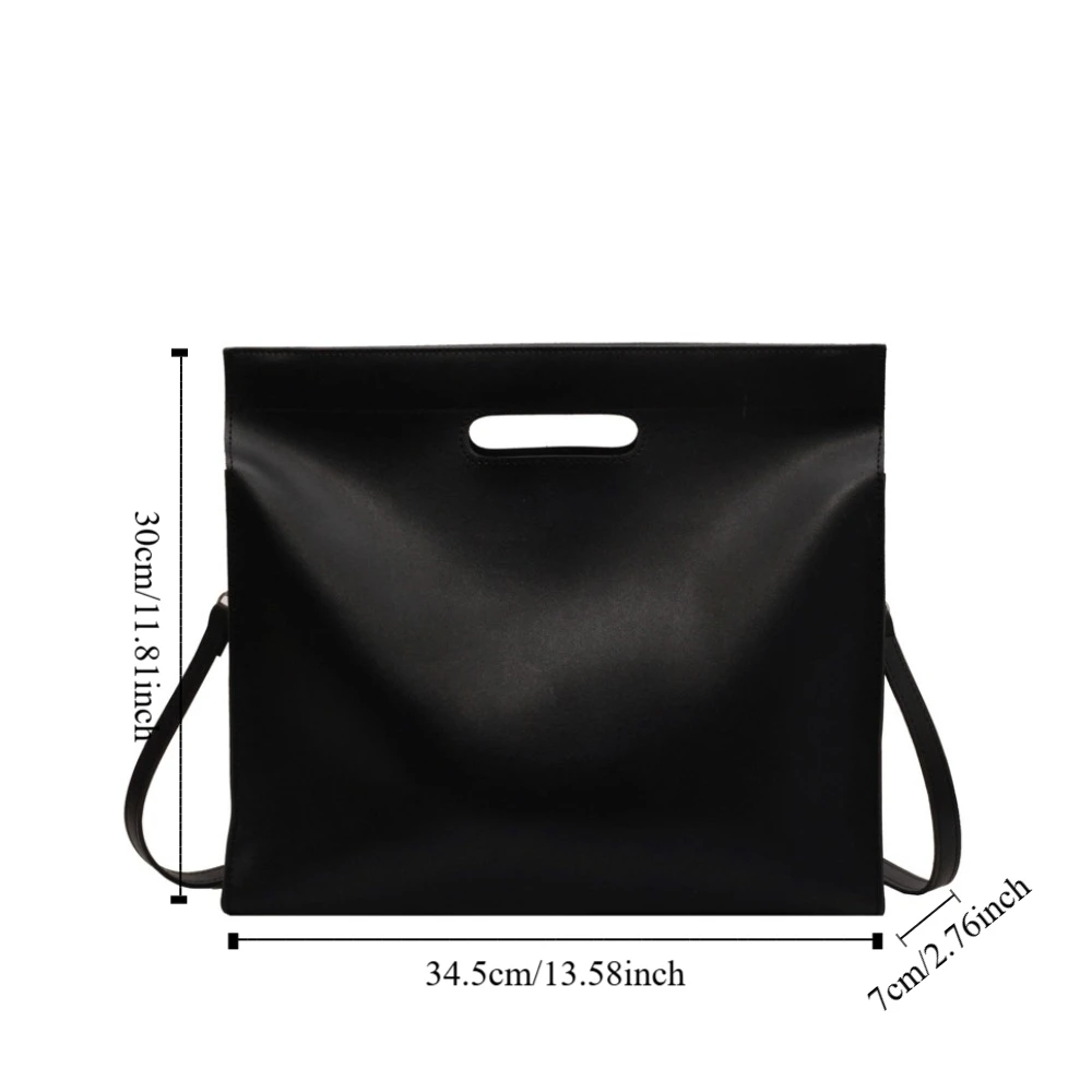 Casual PU Office Document Tote Bag Solid Color Shoulder Bag Computer Bag Crossbody Bag Large Capacity File Bag Travel