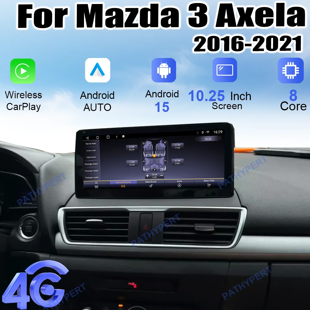 

Video Player Android 15 Carplay For Mazda 3 Axela 2016-2021 8 Cores Smart Car System Stereo Receiver Screen Radio 2 Din 4G DSP