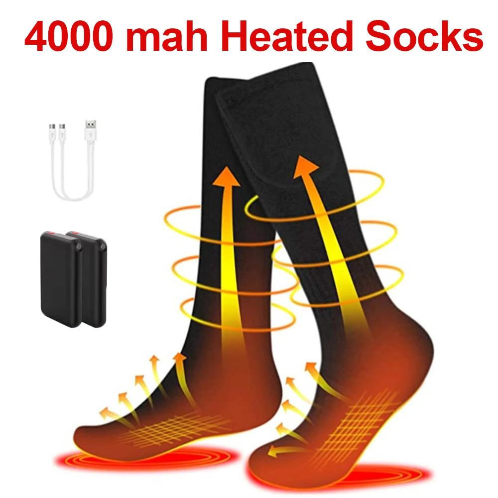 

4000mAh Ski Heated Socks Winter Thermal socks Men's Women's Heating Foot Warmer Electric Socks Warm Socks Snowmobile Skiing Sock