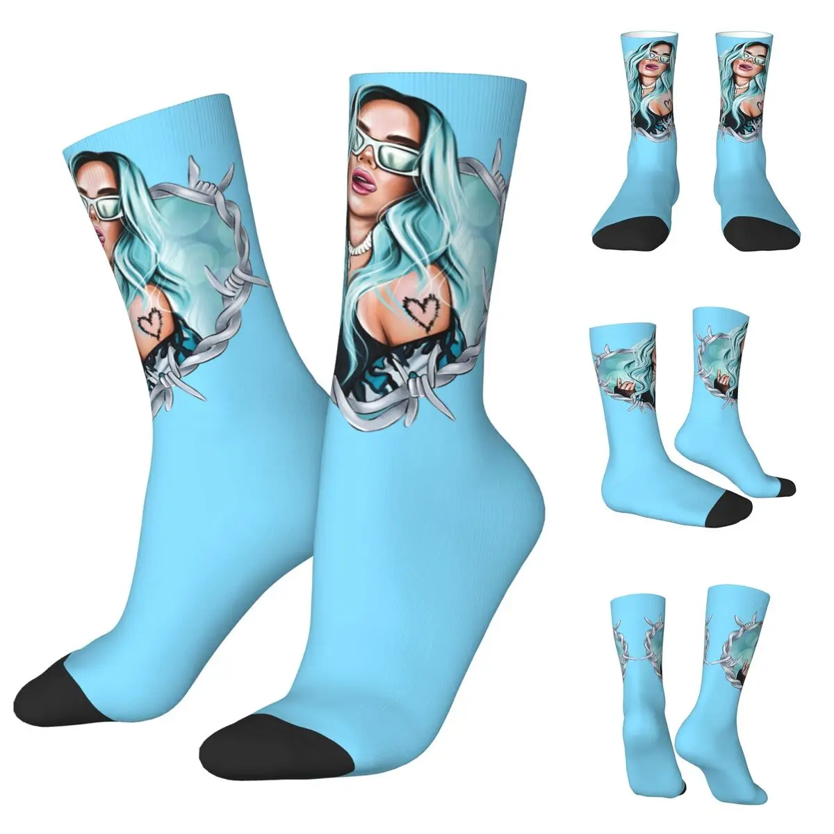 

Singer Karol G Graphic Bichota Men and Women printing Socks,lovely Applicable throughout the year Dressing Gift