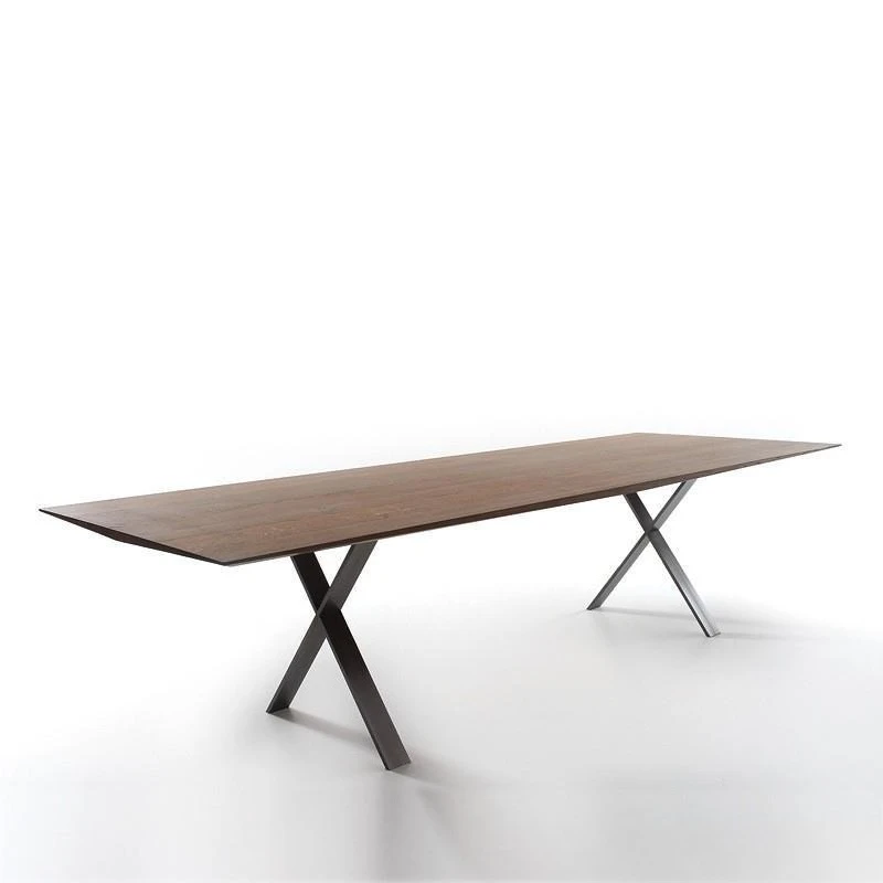 Minimalist black walnut solid wood stainless steel legs western dining table and chair combination