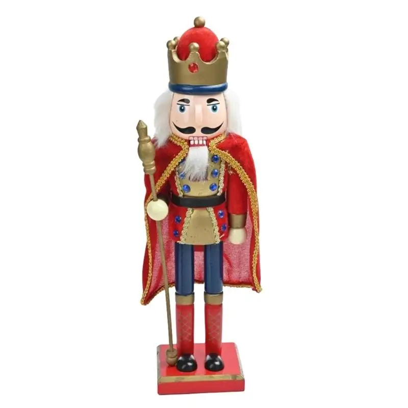 E8BD Christmas Soldier Puppet Statue in with Colorful Uniform Accents, Metallic-Look Trim, and a Standing Display Platform