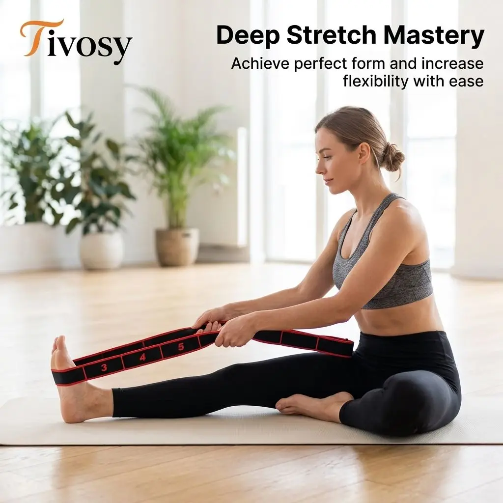 Tivosy Multi-Loop Yoga Stretch Strap Numbered Stretching Band for Flexibility Physical Therapy Pilates Recovery Exercise