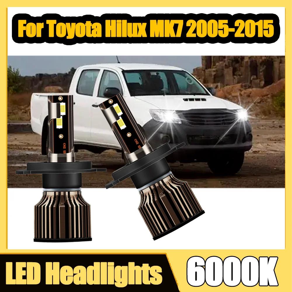 

2PCS 30000LM 3570 CSP Chips H4 High Low Beam LED Headlight Bulbs 130W Car Headlamps 6000K White For Toyota Hilux MK7 2005-2015