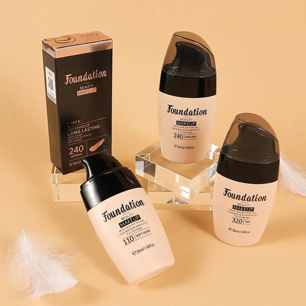 New Natural Liquid Foundation Cream Oil Control Long Lasting Face Concealer Waterproof Makeup Tool Cover Base Cosmetics