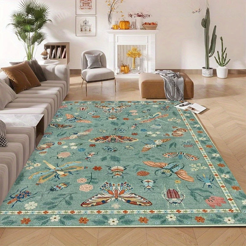 Insect Print Area Rug Modern Patterned Floor Mat Non-Slip Indoor Rug for Living Room Bedroom Decor