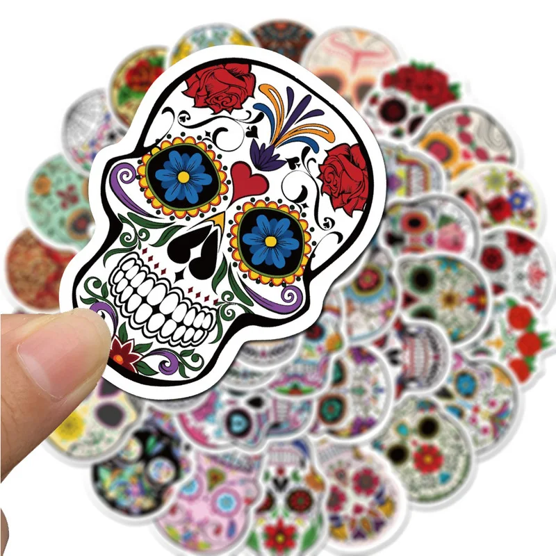 50pcs Mexican Calaver Sugar Skull Graffiti Sticker DIY Skateboard Laptop Luggage Decals Car Styling Anime Kids Toy Sticker