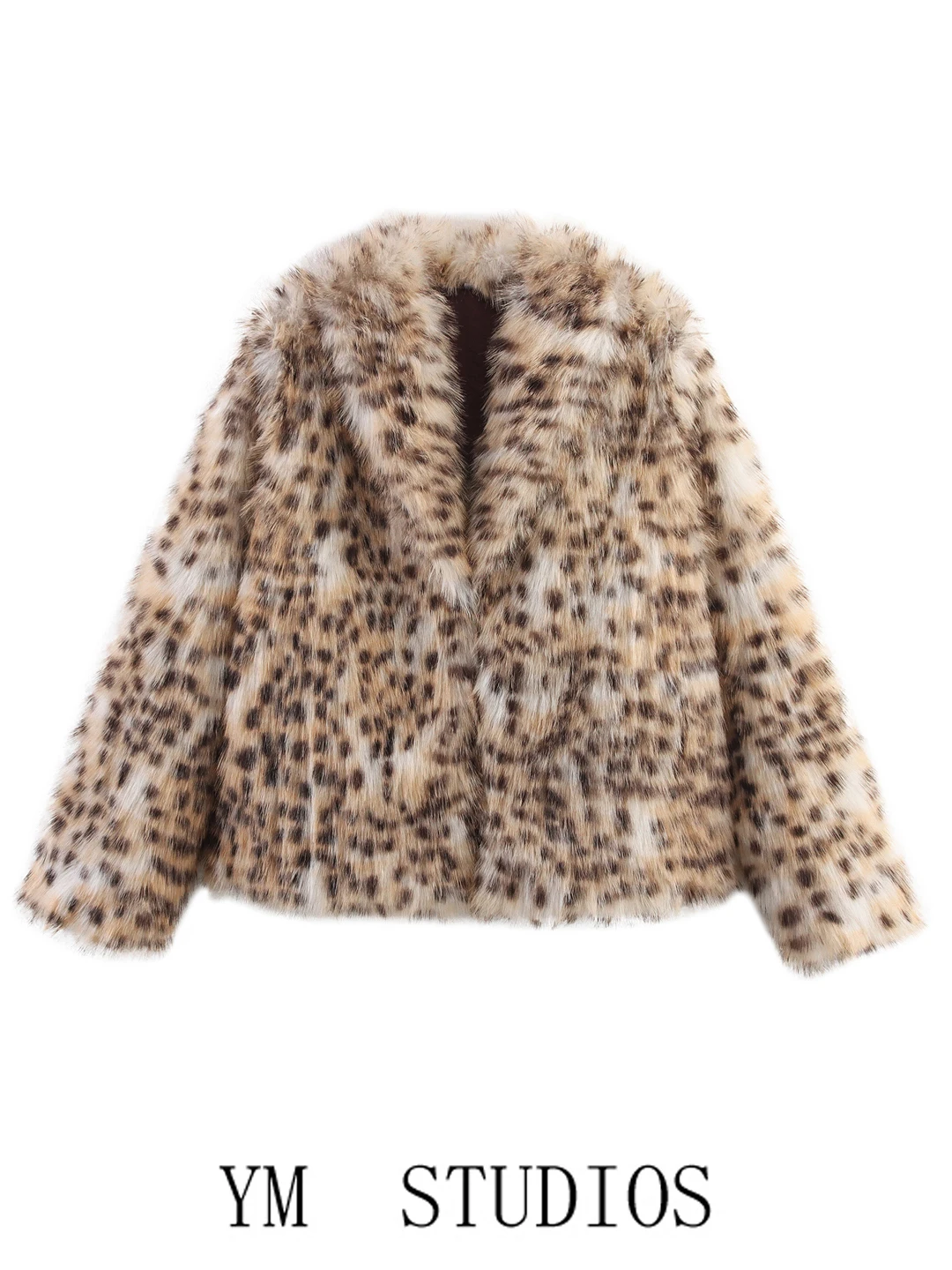 

Ladies Thiened ort Coat Leopard Print Faux Fur Effect Faionable Plu Women's Sle Long Sve Loose Fit Winter Jaet