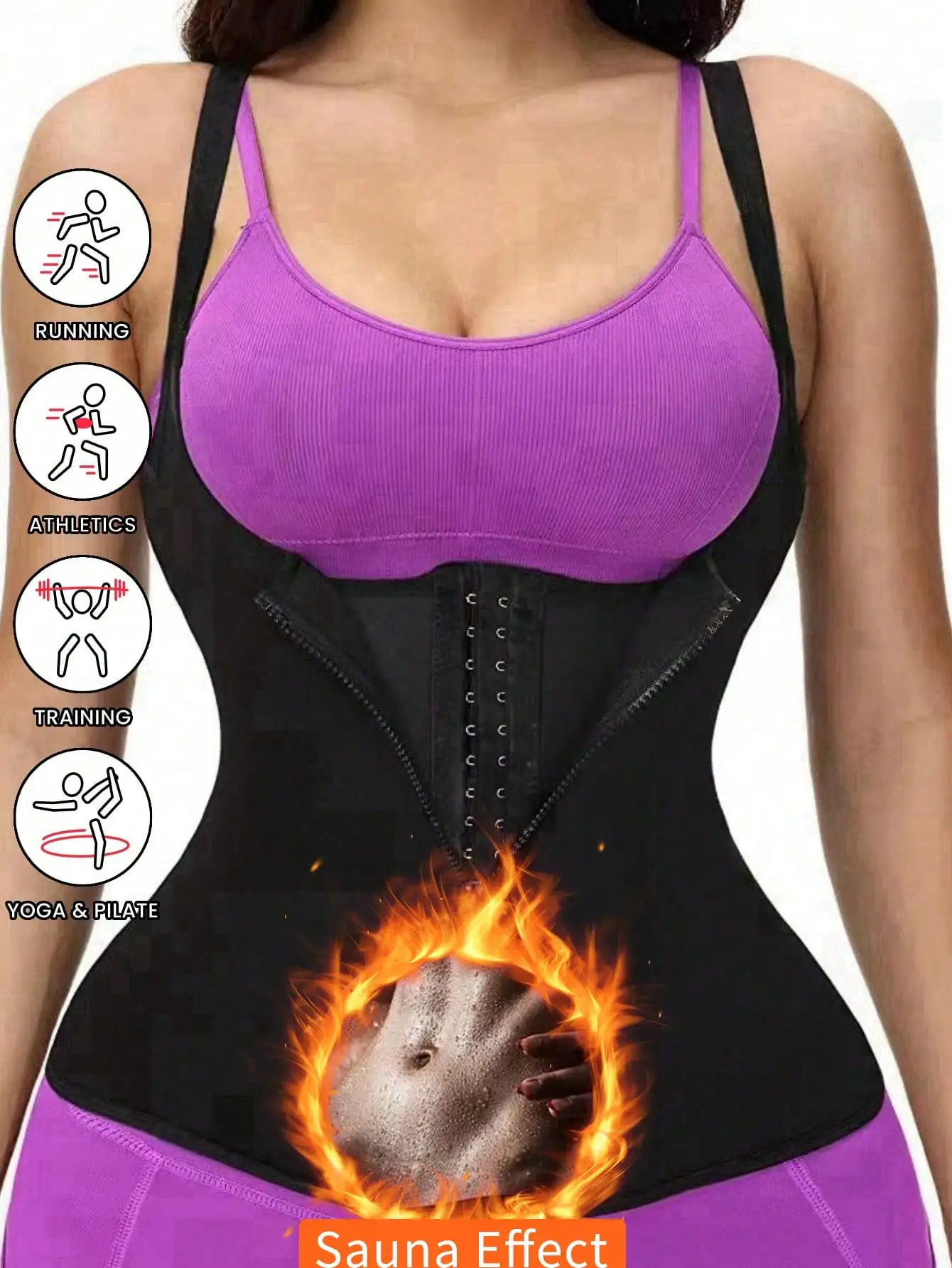 Intimo modellante per sport all'aria aperta da donna 1 pezzo: body dimagrante traspirante e traspirante, gilet modellante con cerniera, corsetto, cor