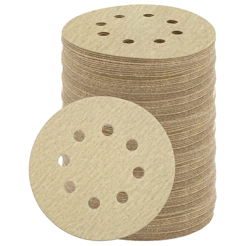 100Pcs Sanding Disc, 220 Grit 5 Inch Sanding Sheet, 8 Holes Dustless Hook and Loop Sandpaper for Random Track DA Sander