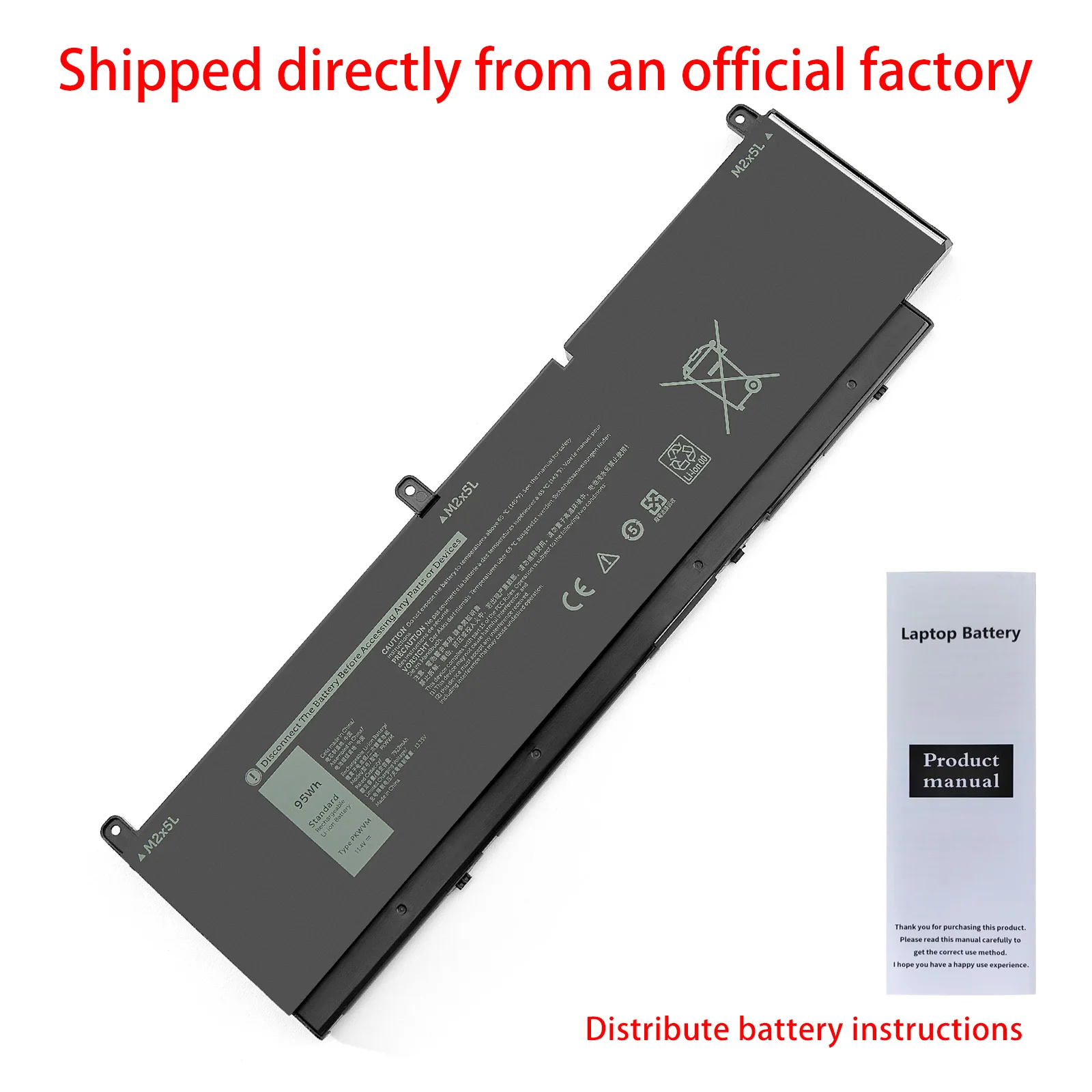 95WH PKWVM – bateria do laptopa, kompatybilna z modelami DELL Precision 7550, 7560, 7750, 7760, seria P44E, P93F, C903V, CR72X, 17C06, 0CR72X. — zdjęcie produktu 6