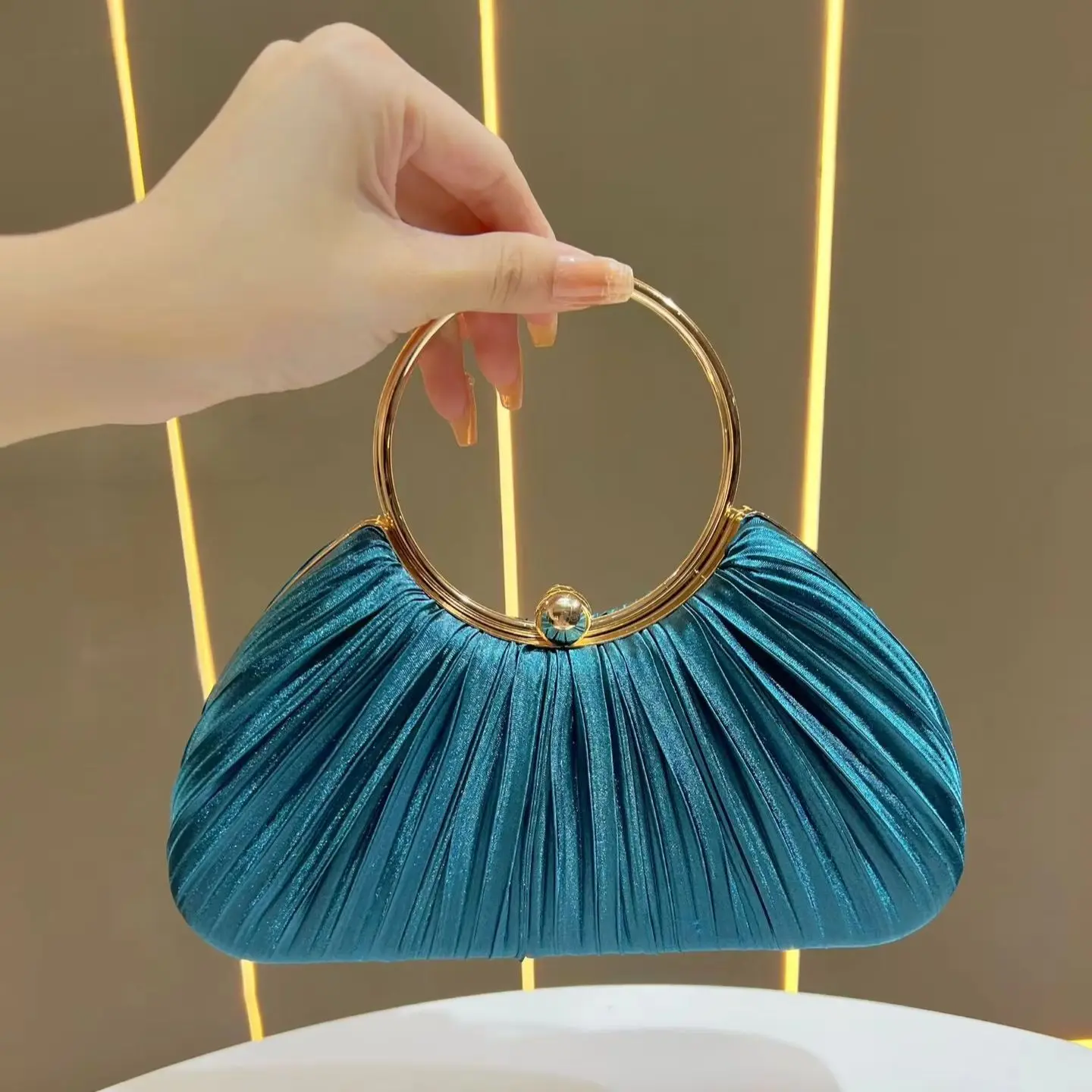 New Pleated Evening Handbag for Women, Elegant Silk Princess Style Bag, Versatile Shoulder Crossbody Bag Perfect for Banquet