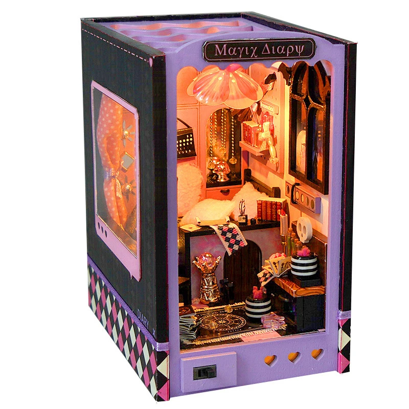 DIY Miniature Book Nook Little Witch Diary 3D Puzzle Model Craft Kit Collectible Decor Gift for Book Lovers