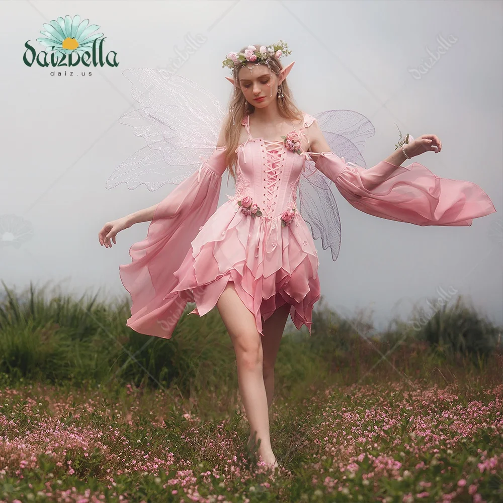 DAIZBELLA Women's Medieval Flower Elf Fairy Pink Dress Set Renaissance Fantasy Costume Inner Dress and Corset Dress with Sleeves - AliExpress 200000532 DAIZBELLA Women's Medieval Flower Elf Fairy Pink Dress Set Renaissance Fantasy Costume Inner Dress and Corset Dress with Sleeves - AliExpress 200000532