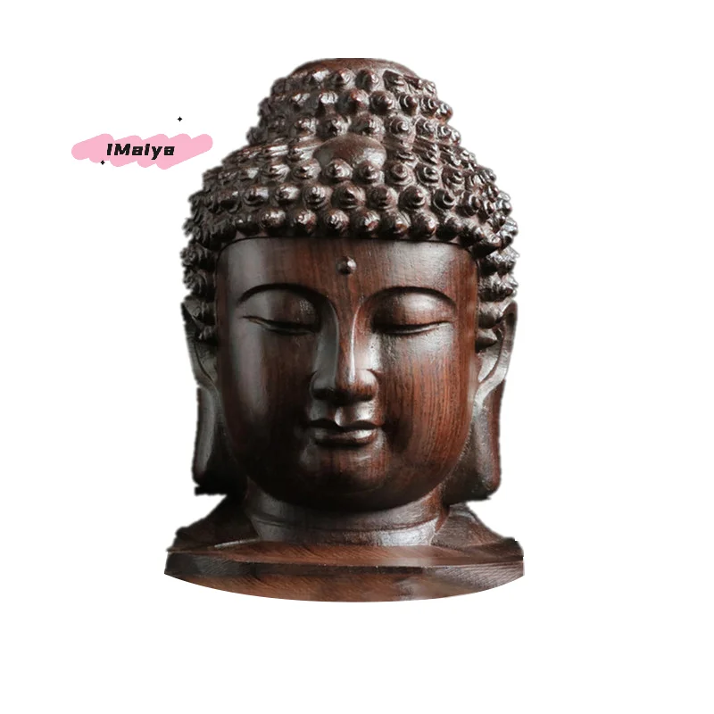 M-New Creative Buddha Statue Wooden Sakyamuni Tathagata Figurine India Buddha Head Statue Crafts Home Office Decorative Ornament
