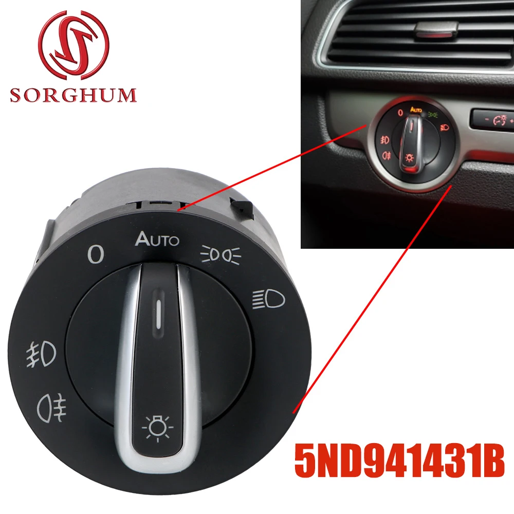 Spartum-interruptor do farol do carro, controle das luzes de névoa, VW Passat B6, B7, golfe, Jetta, MK6, MK5, Tiguan, Caddy, ASSENTO, 5ND941431B, 5ND, 941, 431