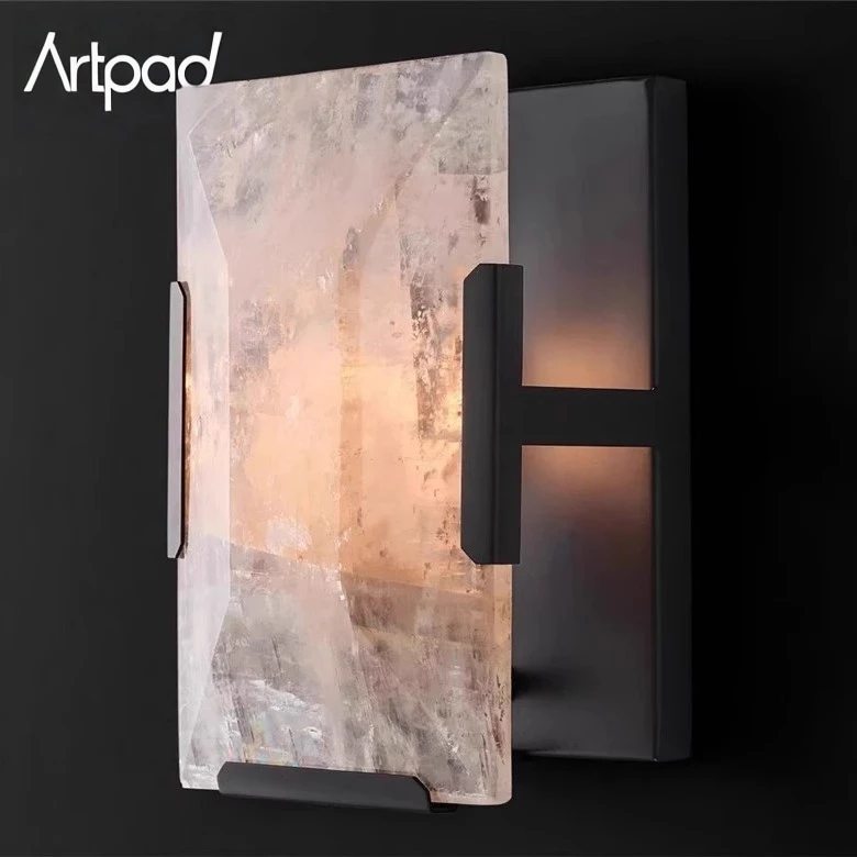 

Modern Marble Wall Lamp Gold Black for Villa Living Room Bedroom Hallway LED Lighting Alabaster Interior Decor Wall Sconce