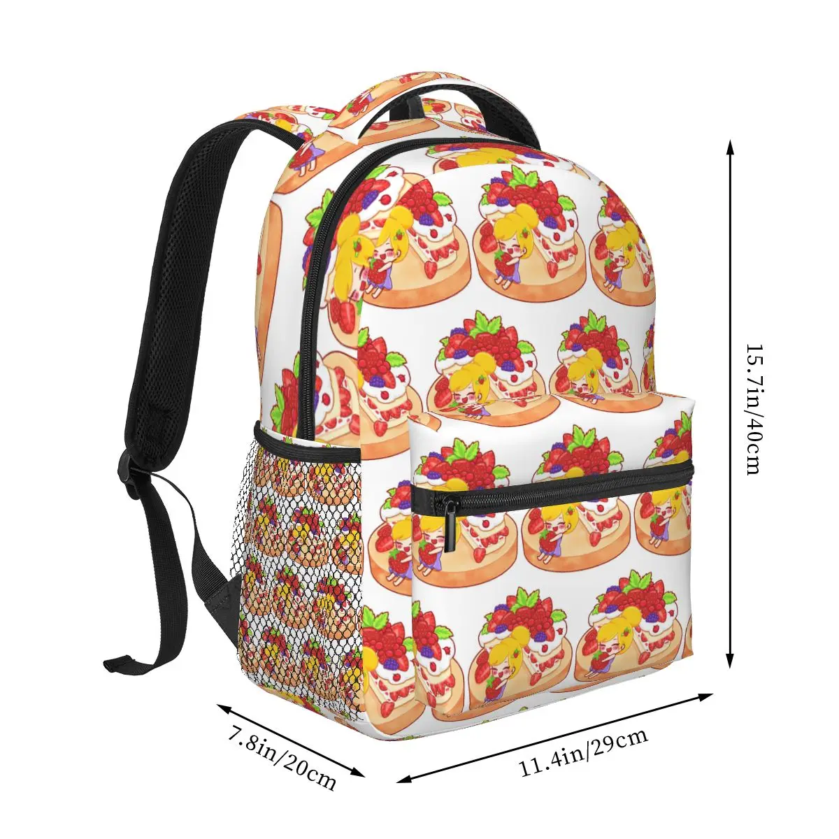 Golden Delight Strawberry Serenity Backpack Student Boys Girls BookBag Kids School Bag Laptop Shoulder Bags for Men Women
