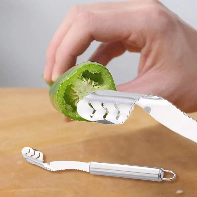 Chili Pepper Corer Stainless Steel Chili Corer Fruit Core Remover Fruit & Vegetable Corers Kitchen Gadget To Peel Or Slice Off