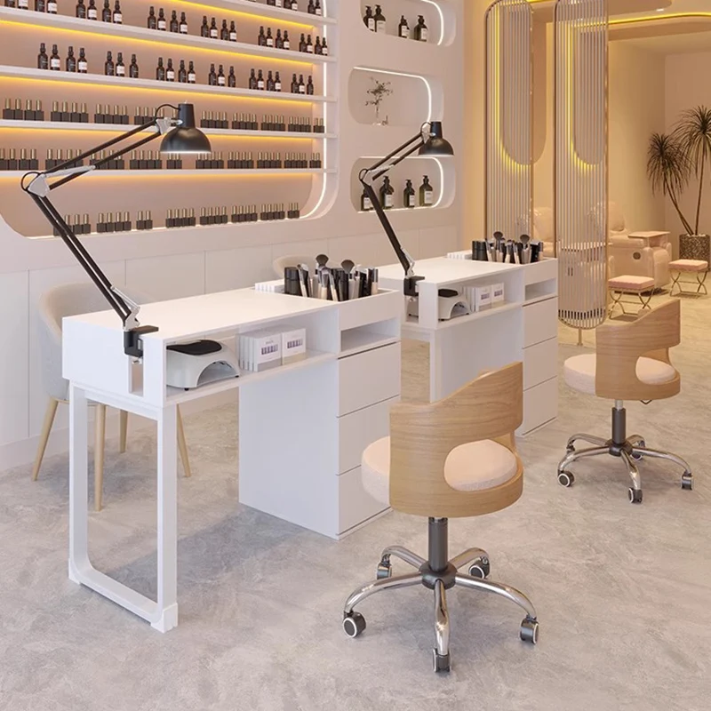 

Минималистичный эстетичный маникюрный стол премиум-класса, профессиональное оборудование для салонов красоты, мебель для салонов.