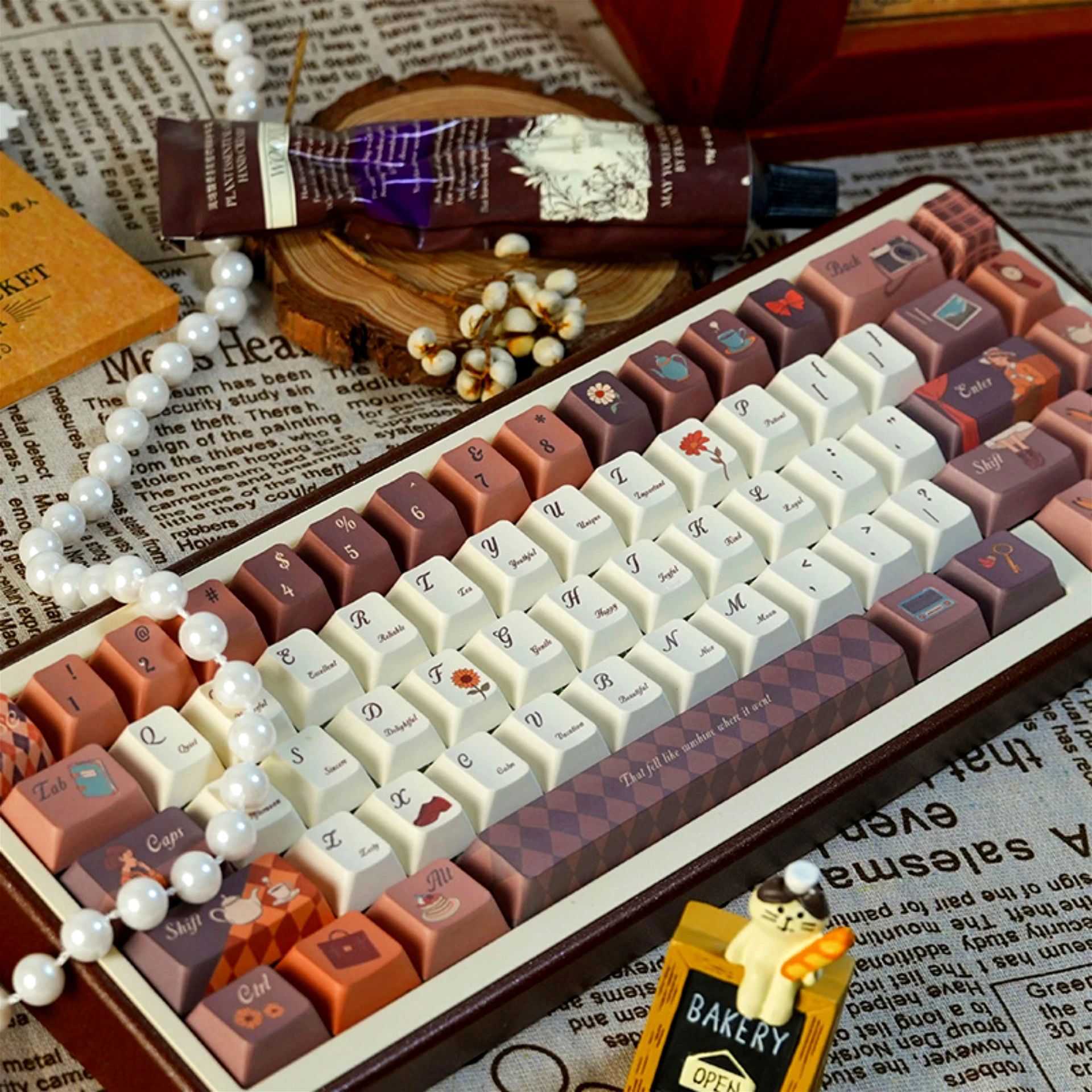 Afternoon Time Personalized Cherry Keycap Set PBT 142 Keys for MX Switch HI75 HI8 68 F99 104 64 Wooting Mechanical Keyboards