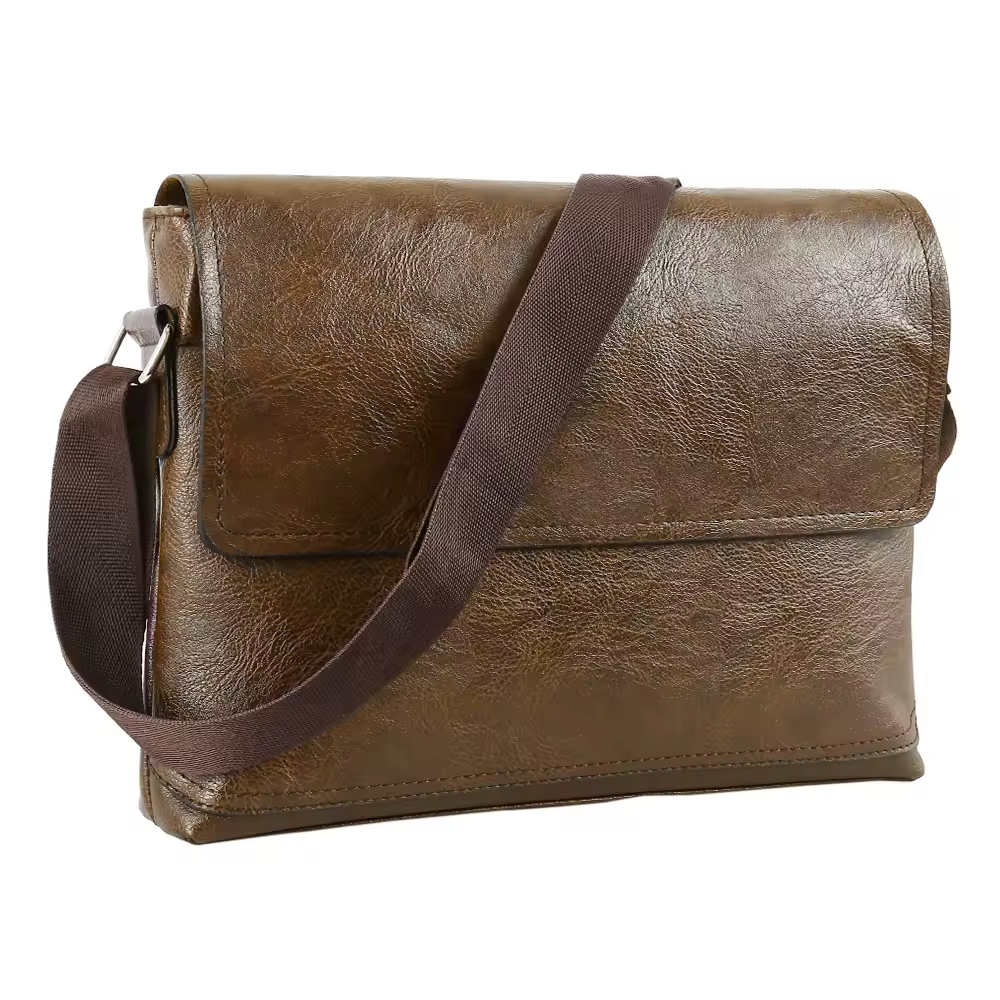 Bolsa de ombro masculina de couro pu com suspensório ajustável, bolsa crossbody de grande capacidade com aba de negócios, bolsa mensageiro de viagem da moda Semelhante a AliExpress