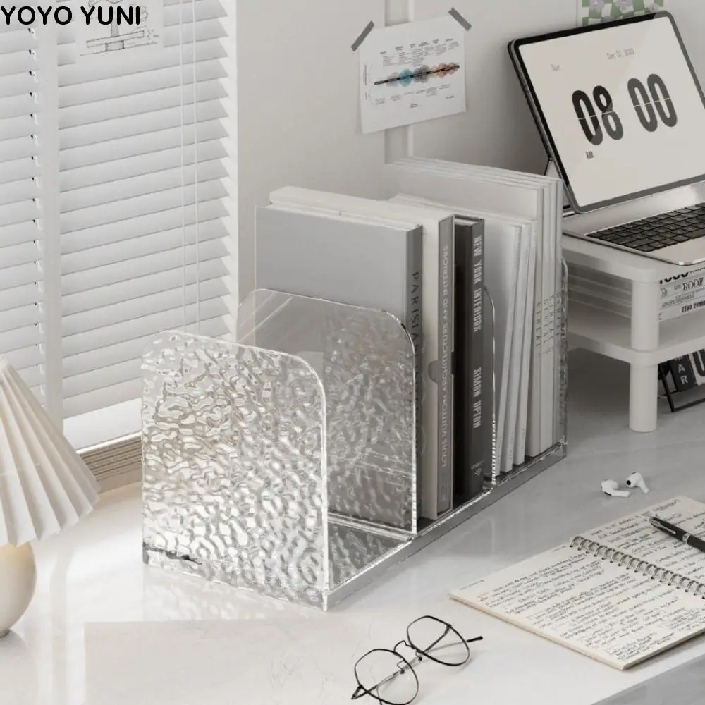 

Durable 4 Grid Desktop Bookends Luxury Simple Divider Bookshelf Minimalism Desk Storage Rack Office