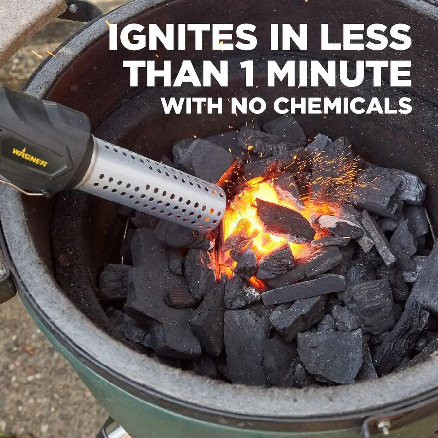 ElectroTorch C900085 Fire Starter، مشغل وولاعة الفحم، مدخن الشواء، مشغل الشواية، هواء ساخن خالٍ من المواد الكيميائية مع BuiltI