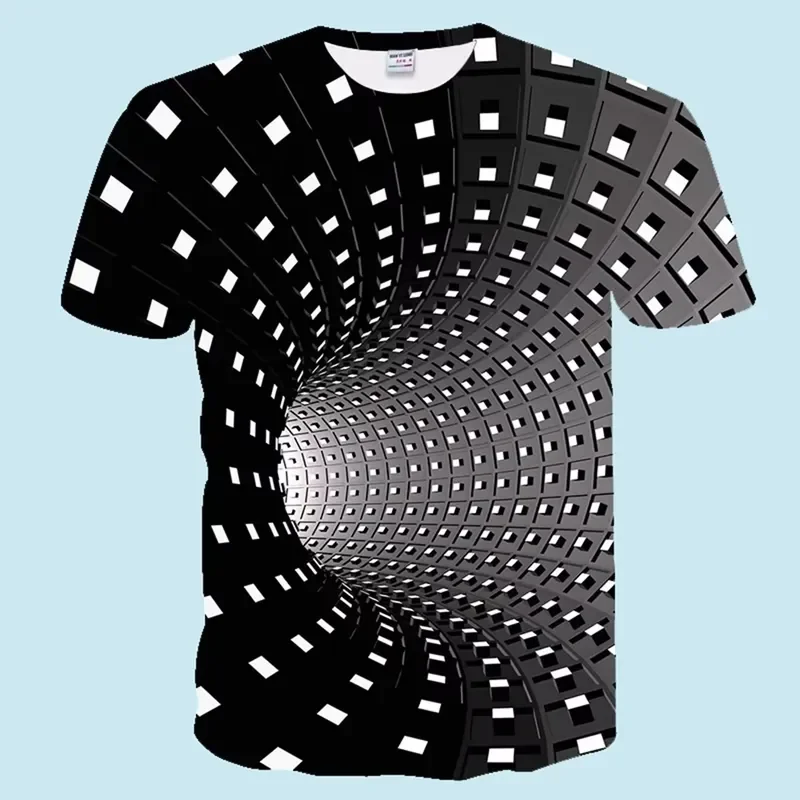 2026 Men's Summer Casual Short Sleeve T-Shirt Featuring 3D Printed Vortex Pattern for Trendy Streetwear Style