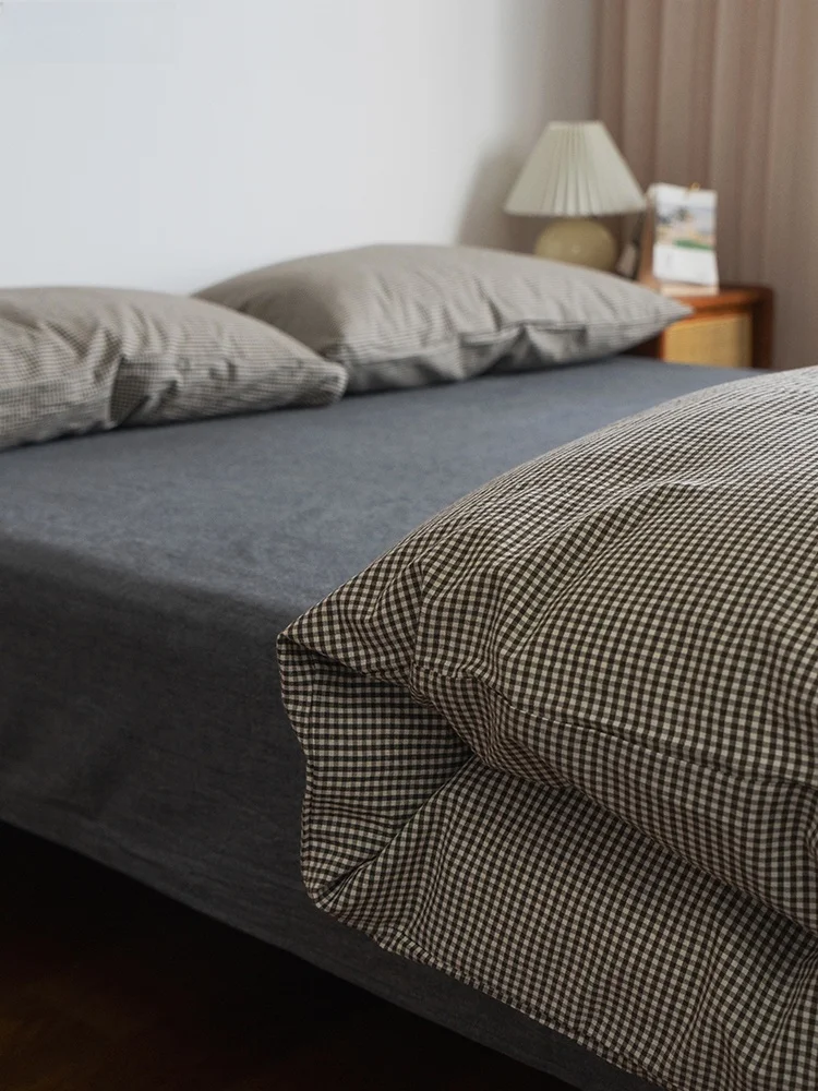 00% Cotton Waed Color Woven Linen Feel Bedding Set Pure Cotton mat Sle Quilt Cover eet Pillowcase Duvet Cover