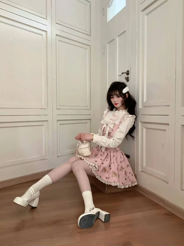 ฤดูร้อนดอกไม้หวาน Y2k ชุดมินิผู้หญิงโบว์เกาหลีแฟชั่นเจ้าหญิง Slim Dresses ความงามพิมพ์ชุดลําลอง Chic