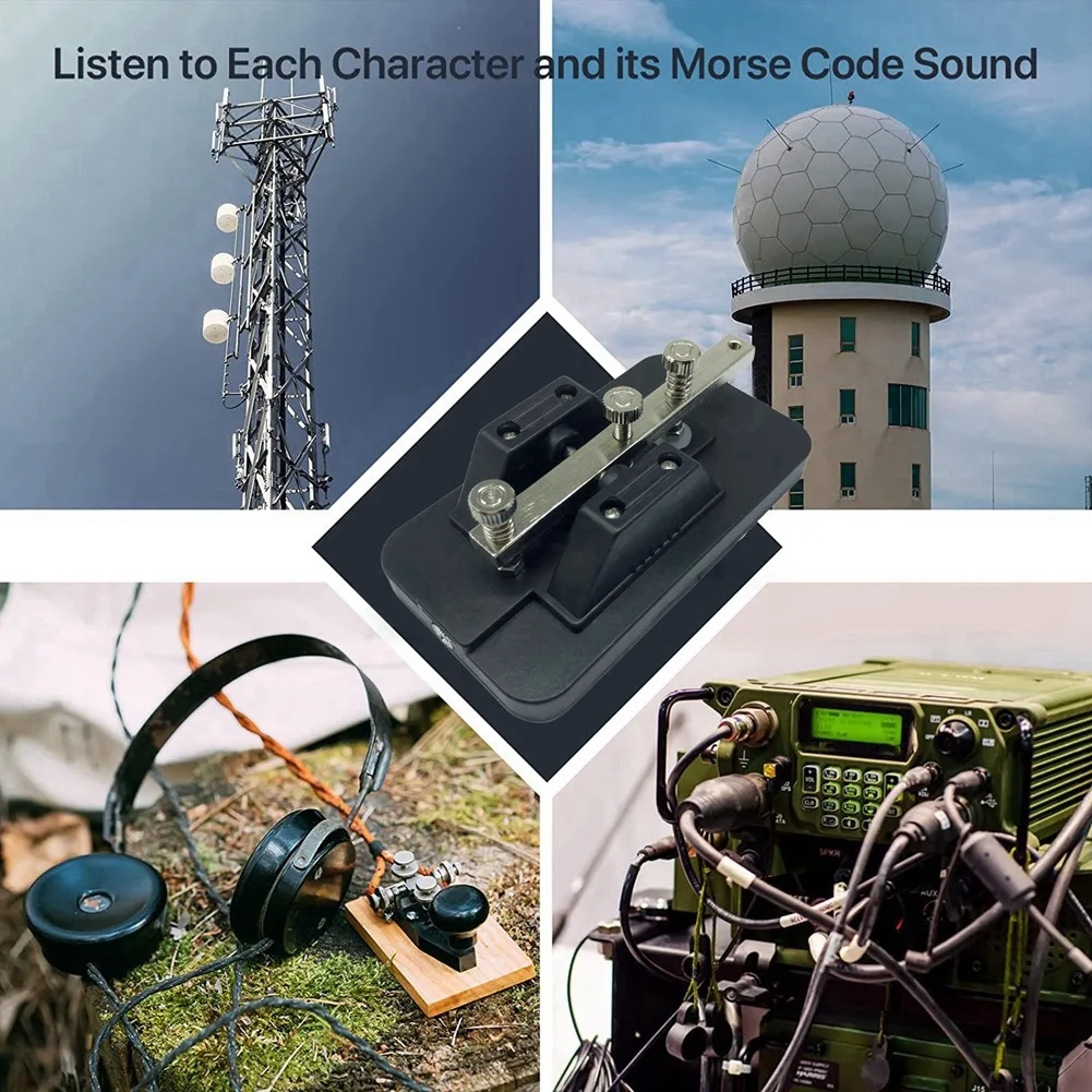 A29F-Manual CW Key Teaching Telegraph Exerciser With Buzzer Short Wave Radio Morse Code Key Black Easy Operation