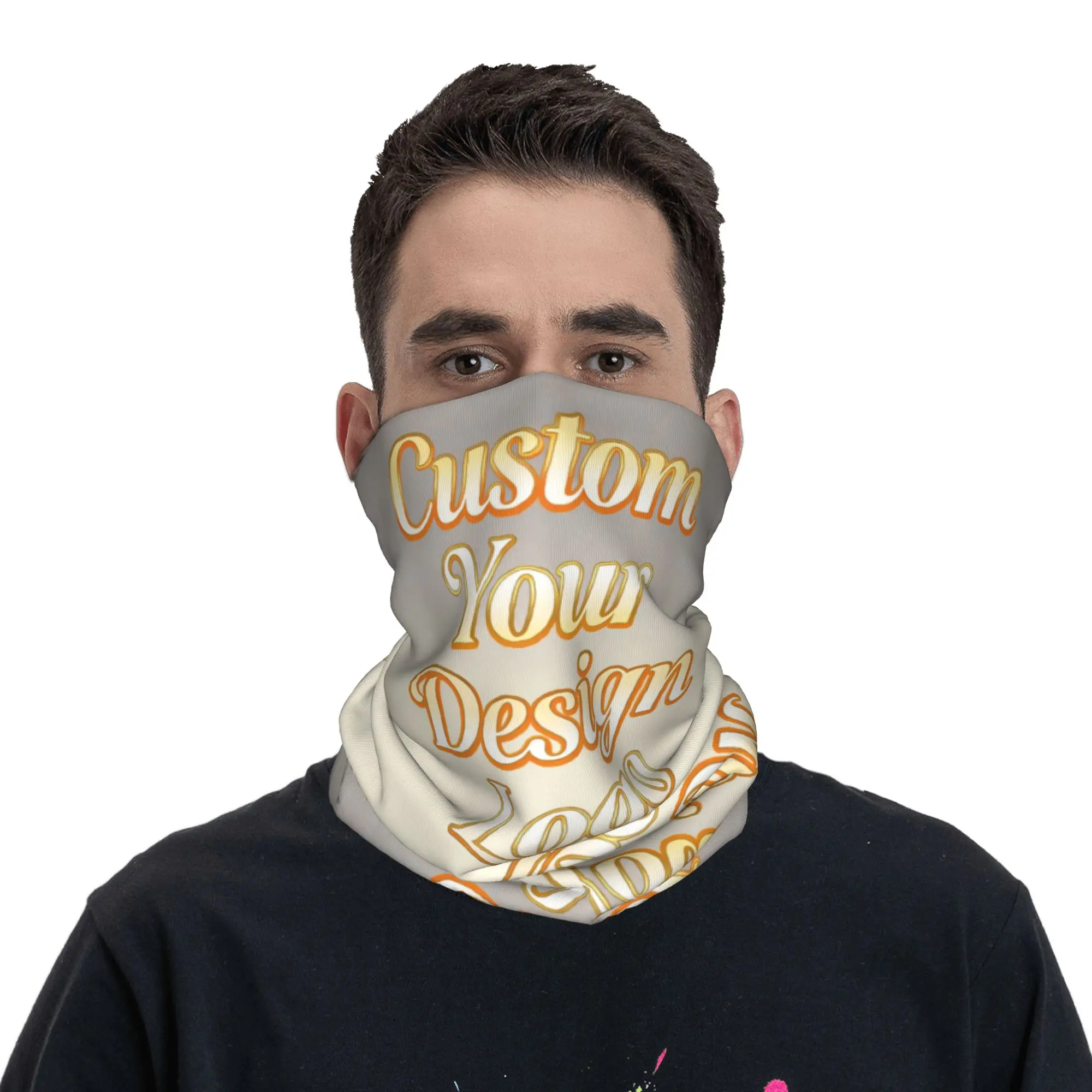 

Custom Your Photo Name Bandana Neck Gaiter for Ski Running Women Men Wrap Scarf DIY Personalized Design Logo Headband Warmer