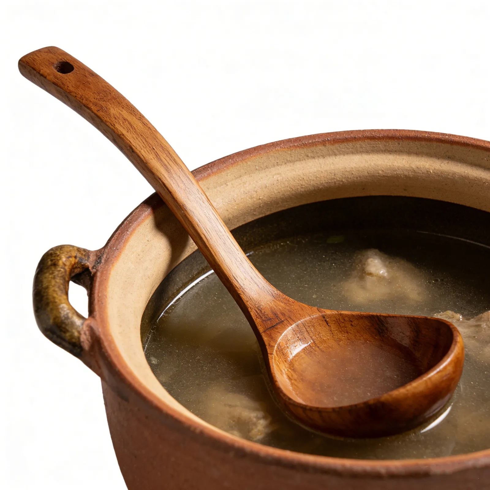 2Pcs Wooden Soup Spoon Long Handle Deep Ladle for Ramen Wonton Porridge Kitchen Wood Spoon Wooden Kitchen Tools